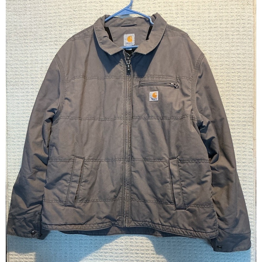 Carhartt Men's Gray Canvas Jacket Quilted 101441-022 2XL THINSULATE Workwear